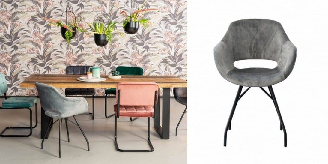 Eetkamerstoel met metalen onderstel